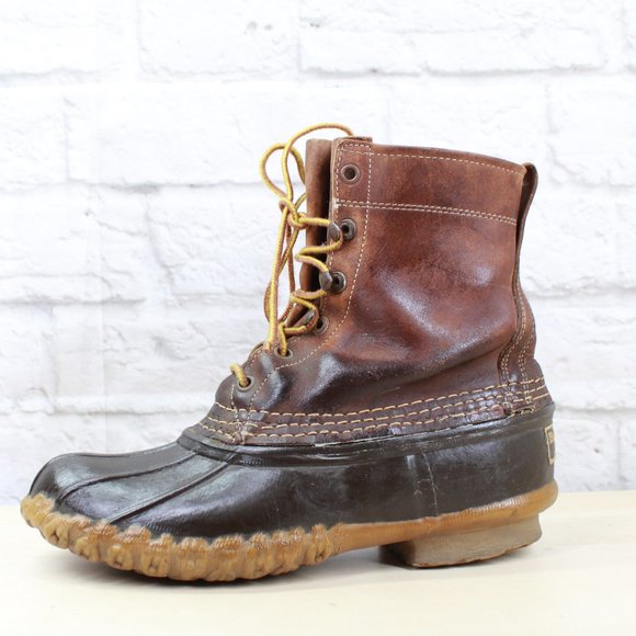 L.L. Bean Shoes - Vintage LL Bean Unlined Brown Leather Lace-up Duck Ankle Boots Size 6 M